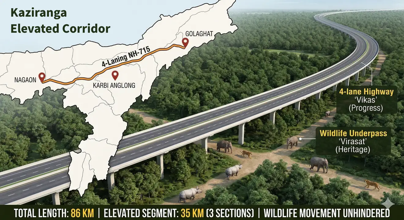 Kaziranga Elevated Corridor – Location, Importance, Wildlife Protection & Latest Updates (2026)